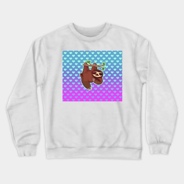 Tree Sloth Ombre Heart Pattern Crewneck Sweatshirt by saradaboru